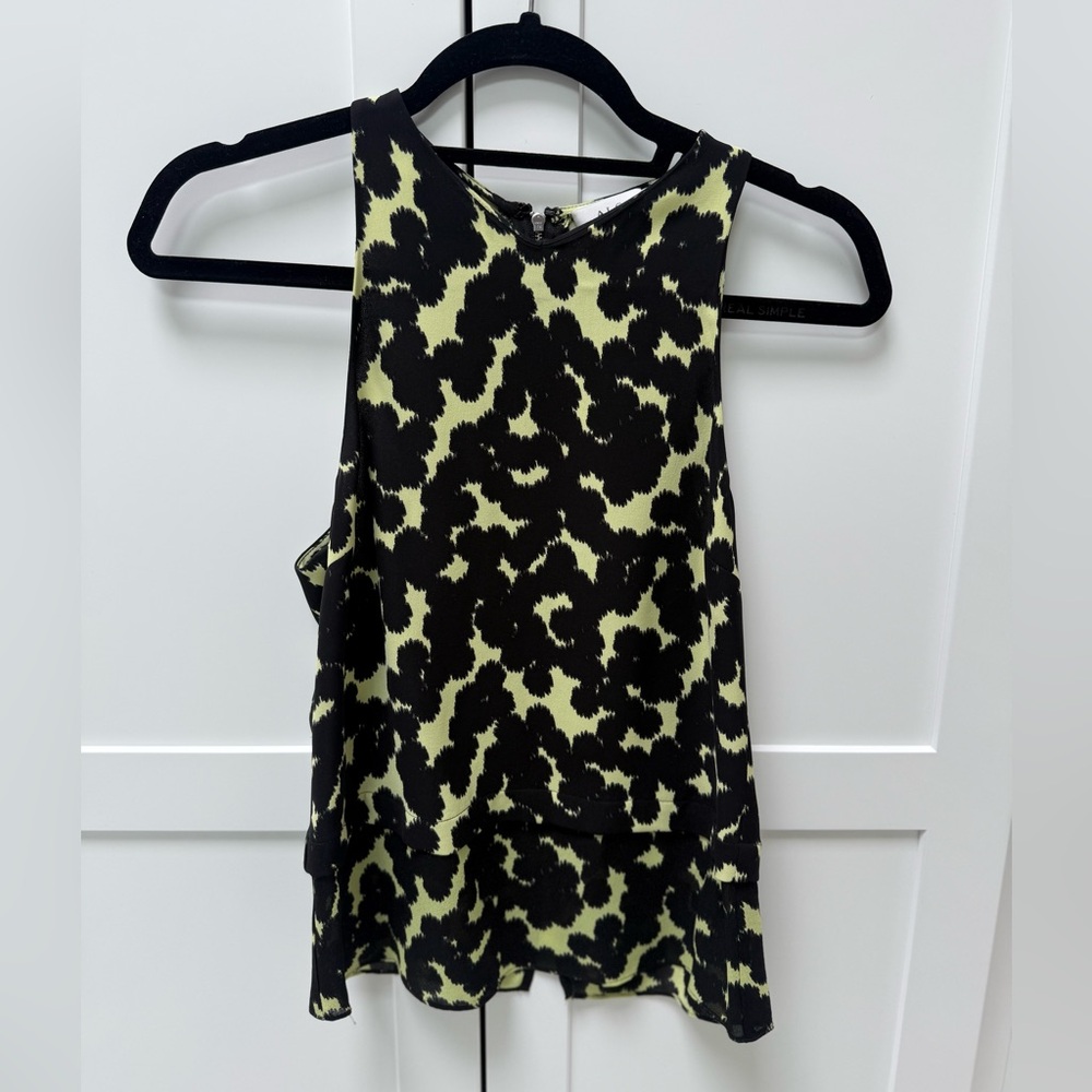 A.L.C. Black and Yellow Silk Tank Top